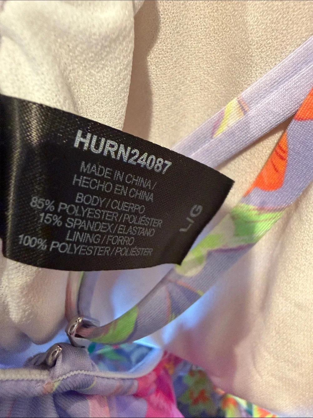 Hurley Lavender Floral Ruffle One-Piece Swimsuit with Pink & Orange Blooms